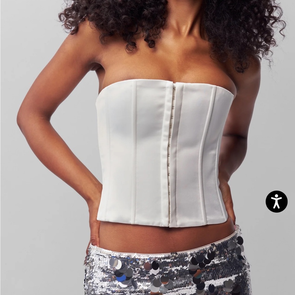 Guzio White Strapless Corset Top